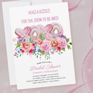 XOXO Roze Koekjes Levendig Bloemig Bruidsfeest Kaart