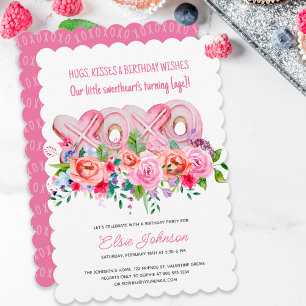 XOXO Roze koekjes Levendige Floral Birthday Kaart