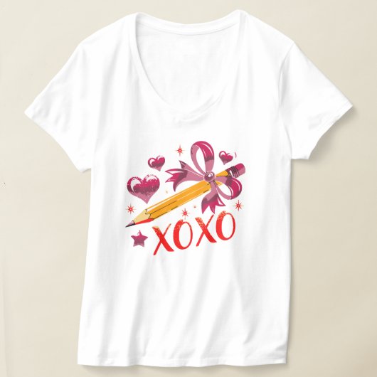 XOXO roze lint potlood harten T-shirt (Laagn)