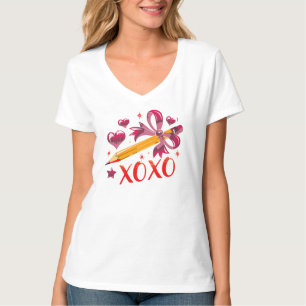 XOXO roze lint potlood harten T-shirt