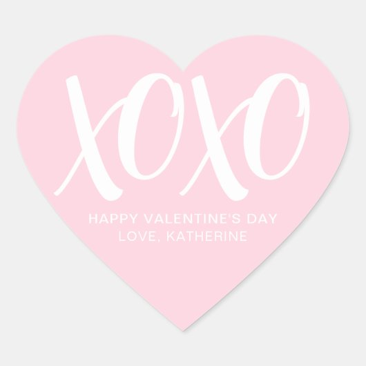 XOXO roze modern schattig op maat gemaakte Valenti Hart Sticker (Voorkant)