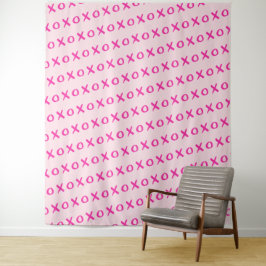Xoxo roze op roze penseelstreek Foto Station Wandkleed