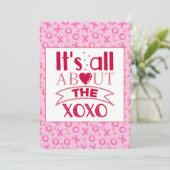 XOXO Roze Rode Cute Hart Valentijn Groet Feestdagenkaart (Staand voorkant)