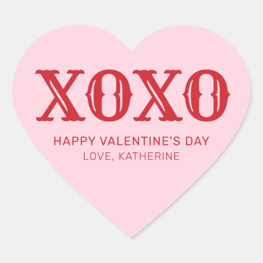 XOXO roze rode typografie schattige Valentijnsdag Hart Sticker (Voorkant)