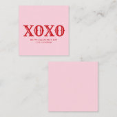 XOXO roze rode typografie schattige Valentijnsdag Informatiekaartje (Voorkant / Achterkant)