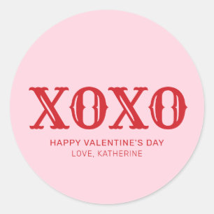 XOXO roze rode typografie schattige Valentijnsdag Ronde Sticker