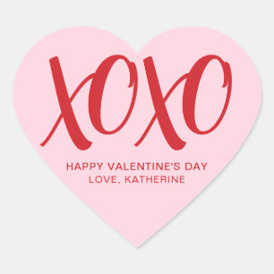 XOXO roze rood modern schattig aangepaste Valentij Hart Sticker