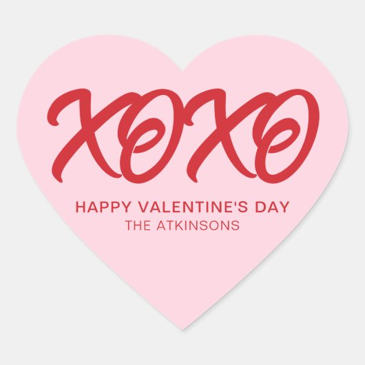 XOXO roze rood schattig modern custom Valentijnsda Hart Sticker (Voorkant)