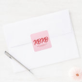 XOXO roze rood schattig modern custom Valentijnsda Vierkante Sticker (Envelop)