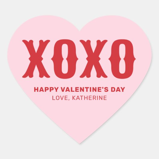 XOXO roze rood schattig typografie Valentijnsdag Hart Sticker (Voorkant)