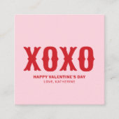 XOXO roze rood schattig typografie Valentijnsdag Informatiekaartje (Voorkant)
