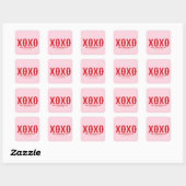 XOXO roze rood schattig typografie Valentijnsdag Vierkante Sticker (Vel)