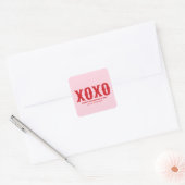 XOXO roze rood schattig typografie Valentijnsdag Vierkante Sticker (Envelop)