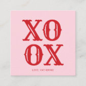 XOXO roze rood schattige typografie gepersonalisee Informatiekaartje (Voorkant)