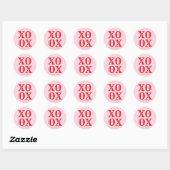 XOXO roze rood schattige typografie gepersonalisee Ronde Sticker (Vel)