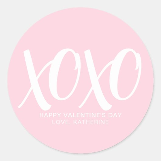 XOXO roze schattig modern custom Valentijnsdag Ronde Sticker (Voorkant)