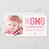 XOXO roze Valentijn foto meisje geboorte aankondig Feestdagenkaart (Voorkant)