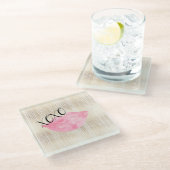 XOXO Roze Waterverf Licht Glazen Onderzetter (Schuin)