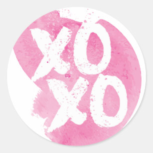 XOXO Roze Waterverf Splash Ronde Sticker