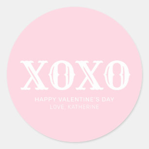 XOXO roze wit typografie schattige Valentijnsdag Ronde Sticker