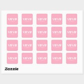 XOXO roze witte harten typografie schattig op maat Vierkante Sticker (Vel)
