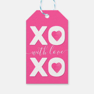 XOXO Roze Witte Valentijnsdag Aangepaste naam Cadeaulabel