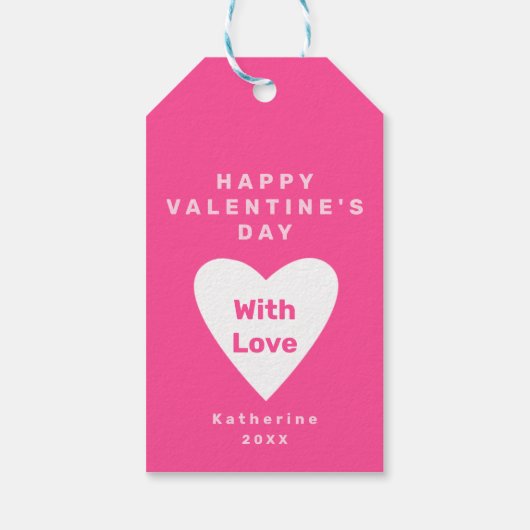 XOXO Roze Witte Valentijnsdag Aangepaste naam Cadeaulabel (Achterkant)