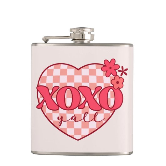 XOXO | Schattige & Liefdevol Roze Hart Heupfles (Voorkant)