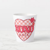 XOXO | Schattige & Liefdevol Roze Hart Latte Mok (Voorkant)