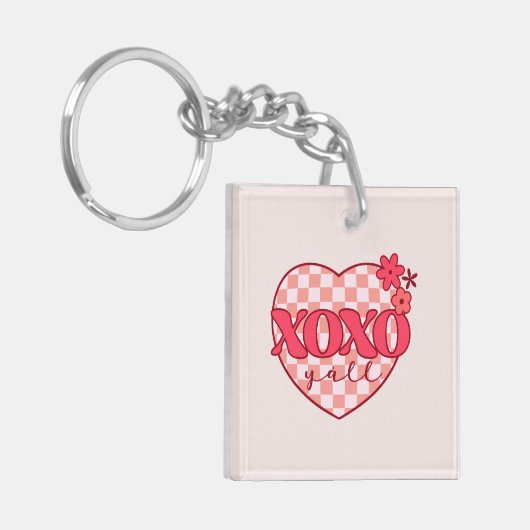 XOXO | Schattige & Liefdevol Roze Hart Sleutelhanger (Voorkant Links)