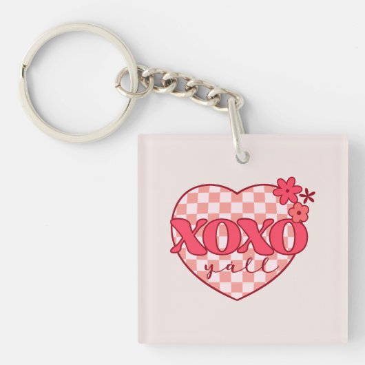 XOXO | Schattige & Liefdevol Roze Hart Sleutelhanger (Voorkant)
