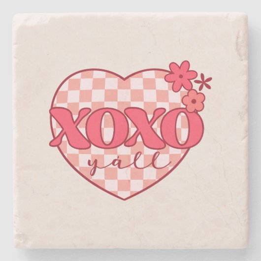 XOXO | Schattige & Liefdevol Roze Hart Stenen Onderzetter (Voorkant)