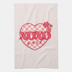 XOXO   Schattige & Liefdevol Roze Hart Theedoek