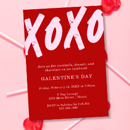 XOXO Schilderde Rood en Roze Galentijn's Day Party Kaart