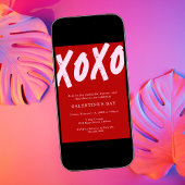 XOXO Schilderde Rood en Roze Galentijn's Day Party Kaart