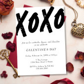 XOXO Schilderde Zwart-Wit Galentijn's Day Party Kaart