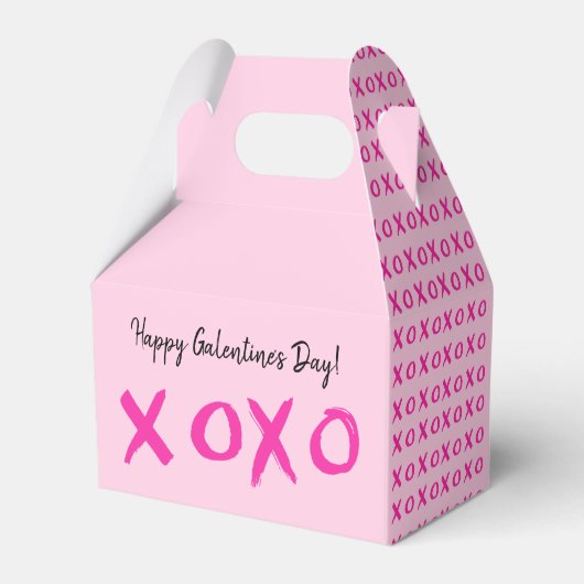 XOXO Simple Happy Galentine's Day Roze Bedankdoosjes (Achterkant)