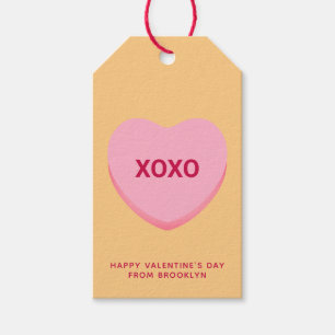 XOXO sinaasappel roze gesprekshart Valentijns Cadeaulabel