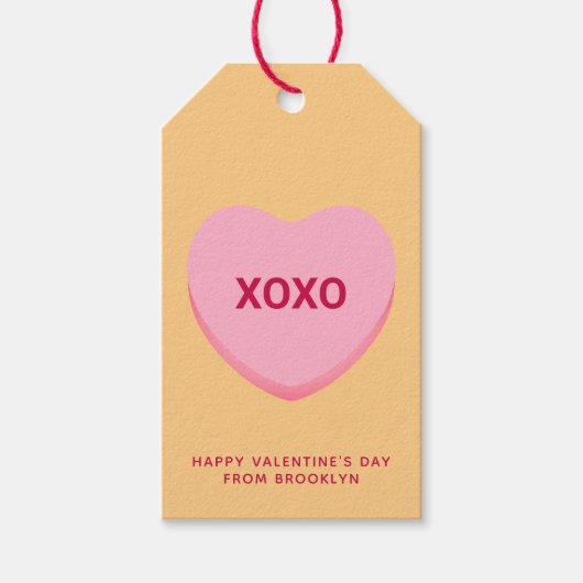 XOXO sinaasappel roze gesprekshart Valentijns Cadeaulabel (Voorkant)