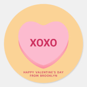 XOXO sinaasappel roze gesprekshart Valentijns Ronde Sticker