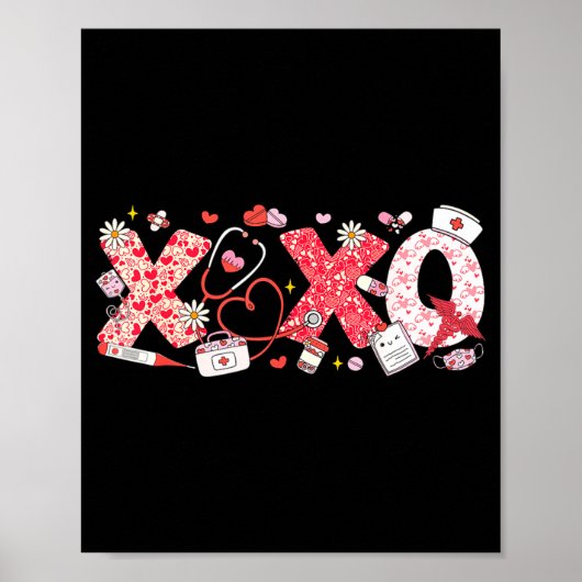 Xoxo Stethoscope Valentine Rn Pct Cna Nurse Nurse  Poster (Voorkant)