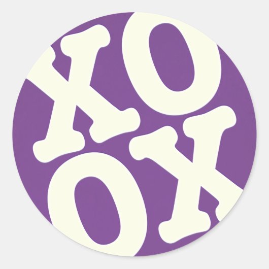 XOXO-Sticker/envelopzegel | Paars Ronde Sticker (Voorkant)