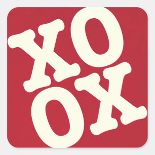 XOXO-Sticker/envelopzegel   Rood Vierkante Sticker