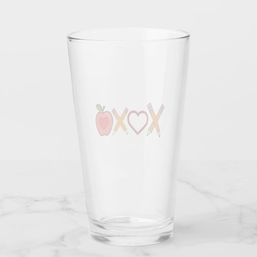 XOXO Teacher Valentijnsdag Pencil en Apple Glas (Achterkant)