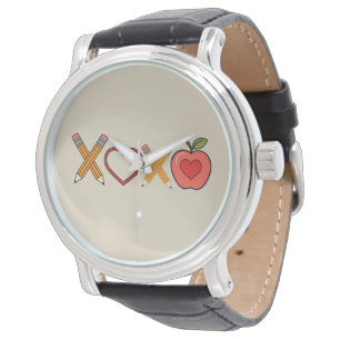 XOXO Teacher Valentijnsdag Pencil en Apple Horloge