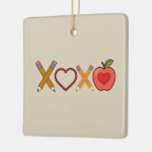 XOXO Teacher Valentijnsdag Pencil en Apple Keramisch Ornament (Links)