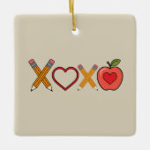 XOXO Teacher Valentijnsdag Pencil en Apple Keramisch Ornament (Voorkant)