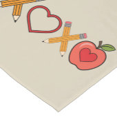 XOXO Teacher Valentijnsdag Pencil en Apple Korte Tafelloper (Hoek)