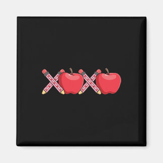 Xoxo Teacher Valentijnsdag Pencil en Apple Magneet