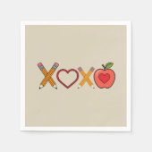 XOXO Teacher Valentijnsdag Pencil en Apple Servet (Voorkant)
